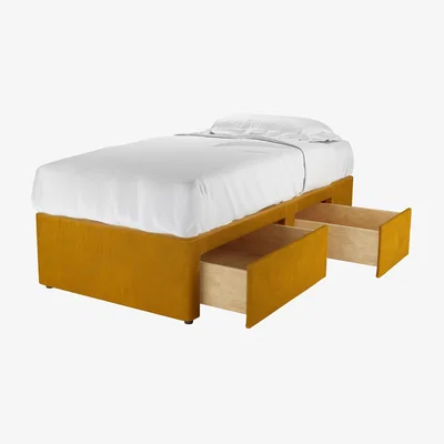 Sofa.com RHF Single Continental Drawer Divan Base in Amber Smart Velvet - sofa.com