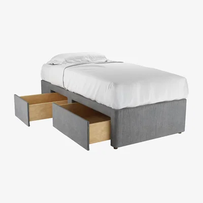 Sofa.com LHF Single Continental Drawer Divan Base in Earl Grey Smart Velvet - sofa.com