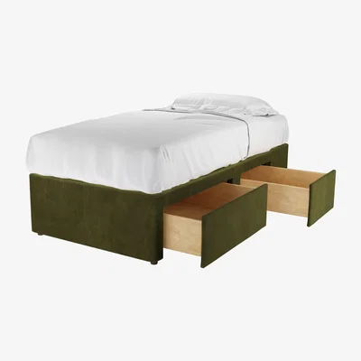 Sofa.com RHF Single Continental Drawer Divan Base in Meadow Smart Velvet - sofa.com
