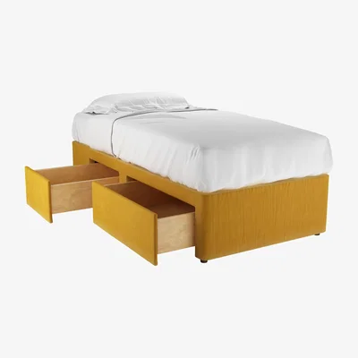 Sofa.com LHF Single Continental Drawer Divan Base in Butterscotch Cotton Matt Velvet - sofa.com