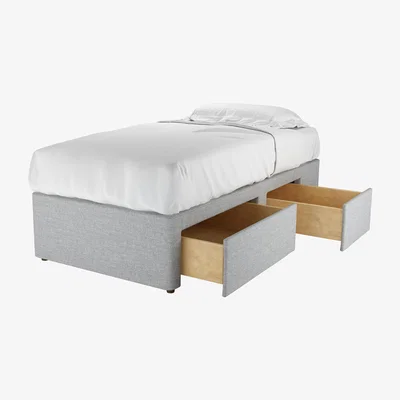 Sofa.com RHF Single Continental Drawer Divan Base in Frost Highland Tweed - sofa.com