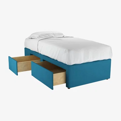 Sofa.com LHF Single Continental Drawer Divan Base in Marina Brushed Linen Cotton - sofa.com
