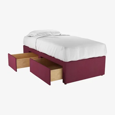 Sofa.com LHF Single Continental Drawer Divan Base in Boysenberry Brushed Linen Cotton - sofa.com