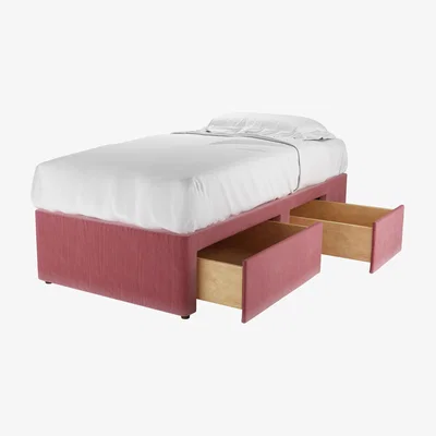 Sofa.com RHF Single Continental Drawer Divan Base in Dusty Rose Cotton Matt Velvet - sofa.com