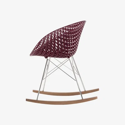 Made in Design Smatrik Rocking chair - / Wooden furniture glides by Kartell Pink/Red/Purple
