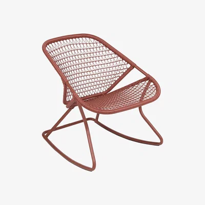 Made in Design Sixties Rocking chair - / Flexible woven plastic seat by Fermob Red