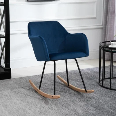 The Range Flannelette Rocking Tub Chair with Metal Frame - Blue