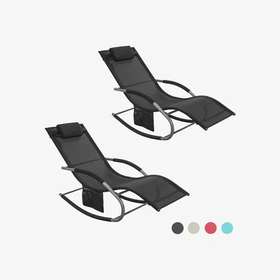 The Range SoBuy Set of 2 Outdoor Rocking Chair - Black
