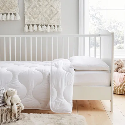 Dunelm Fogarty Little Sleepers Soft Touch 7 Tog Cot Bed Duvet and Pillow Set White