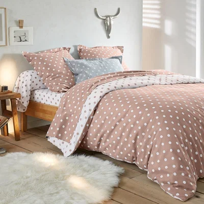 La Redoute Clarisse Flannel Duvet Cover in Polka Dot Print