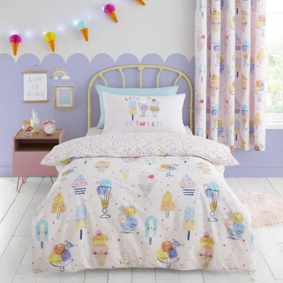 Downtown Catherine Lansfield Ice Cream Fundae Kids Duvet Set - Single, Cotton - ["Multi"], ["Single"]