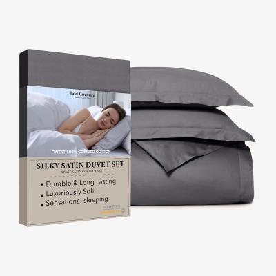 The Range Bed Couture Silky Satin Duvet Set with pillowcases 50x70cm - Anthracite / Single