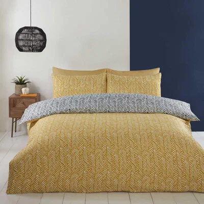 The Range Helston Microfibre Duvet Set - Ochre / Single