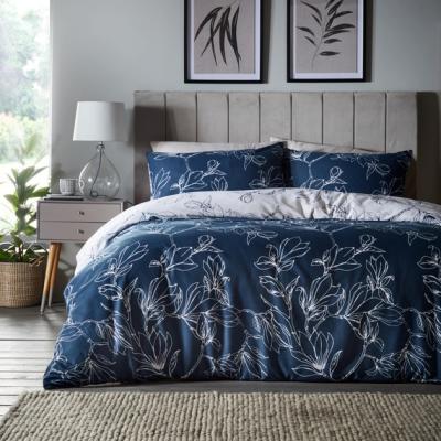 The Range Linear Floral Duvet Set - Blue / Single