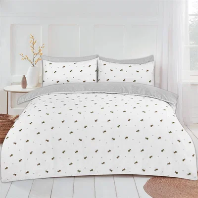 The Range Bee Print Reversible Spotty Duvet Set - White / Single