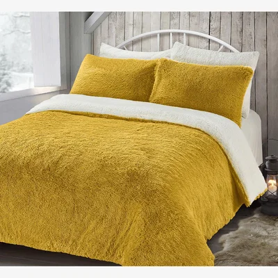 The Range Alaska Ochre Thermal Plush Fluffy Faux Fur Duvet Set - Ochre / Single