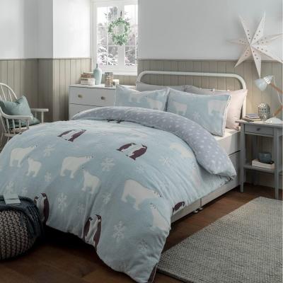 The Range Glow In The Dark Penguin and Polar Bear Fleece Duvet Set Bedding - Grey / Single