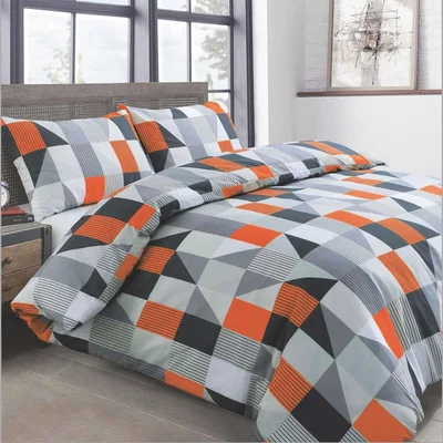 The Range Geometric Shapes Easycare Polycotton Duvet Set - Orange / Single