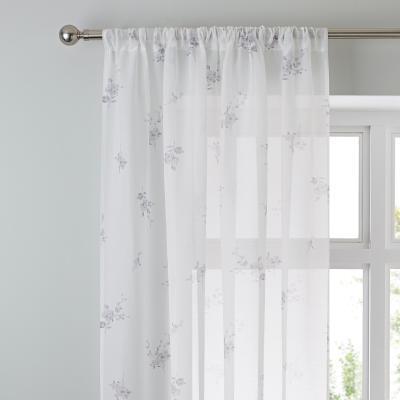 Dunelm Laura Grey Single Slot Top Voile Panel Grey