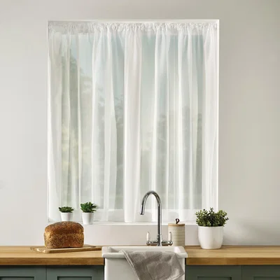 Dunelm Luxe Stripe Voile Fabric White