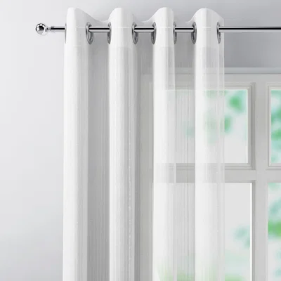 Dunelm Jessica Glitter Stripe White Eyelet Single Voile Panel White