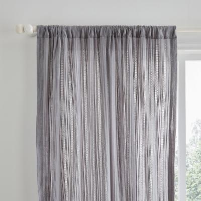 Dunelm Pineapple Elephant Zofia Broderie Anglaise Slot Top Voile Curtain Panel Grey