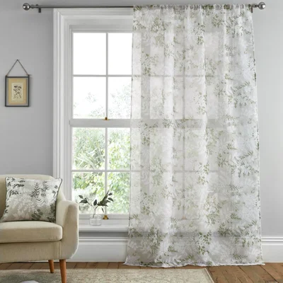 Dunelm Tiverton Green Slot Top Voile Panel Green