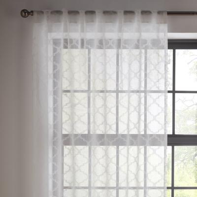 Dunelm Trellis White Hidden Tab Top Single Voile Panel White