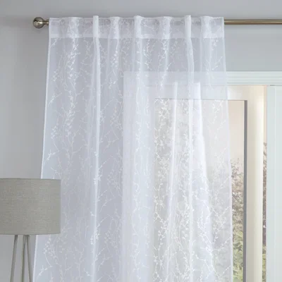 Dunelm Belle Embroidery Voile Panel White
