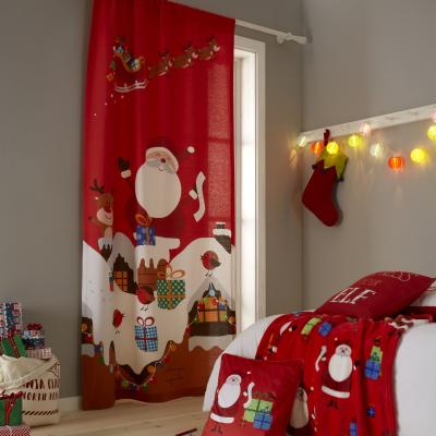 Dunelm Catherine Lansfield Santa's Christmas Presents Single Curtain Panel Red