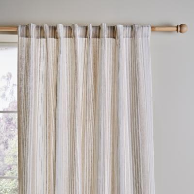 Dunelm Churchgate Linen Stripe Hidden Tab Top Voile Natural