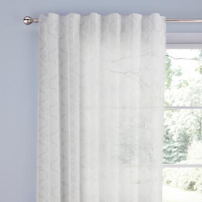 Dunelm Elsie White Lattice Slot Top Single Voile Panel White
