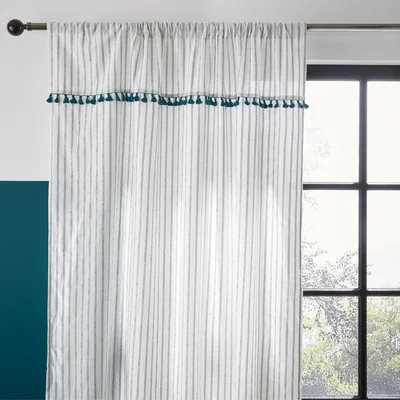 Dunelm Lana Tassel Peacock Slot Top Single Voile Panel Peacock