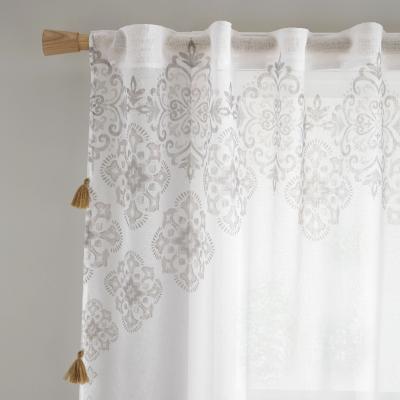 Dunelm Pineapple Elephant Ariana Tassel Natural Slot Top Voile Panel White/Beige