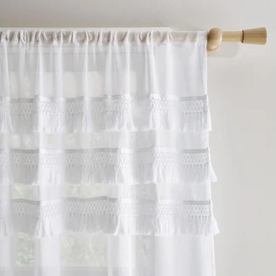 Dunelm Pineapple Elephant Izmir Tassel Slot Top Voile Panel White