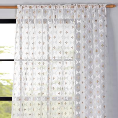 Dunelm Embroidered Aztec Slot Top Voile White