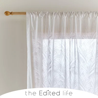 Dunelm Palm Print White Slot Top Single Voile White
