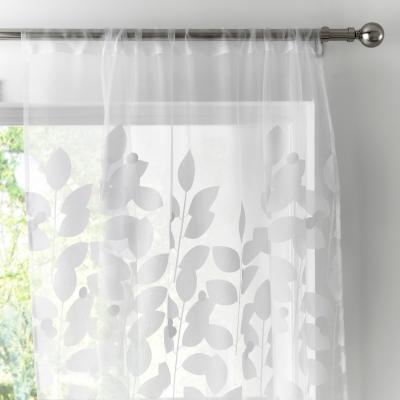 Dunelm Elements Modern Leaf Burn Out Multicoloured Slot Top Voile Panel White