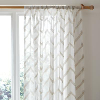 Dunelm Tufted Chevron Natural Voile Panel Natural