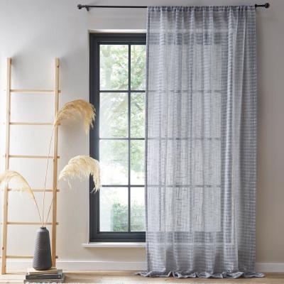 Dunelm Checked Semi Sheer Voile Grey