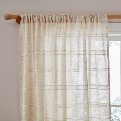Dunelm Horizontal Stripe Natural Slot Top Single Voile Panel Natural