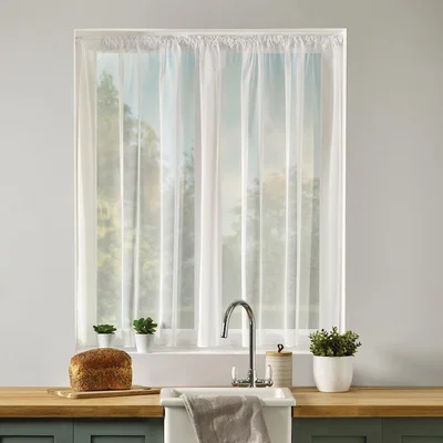 Dunelm By the Metre Plain Leaded Net Curtain Fabric White