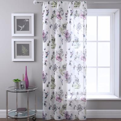 Dunelm Heavenly Hummingbirds Slot Top Voile Panel White, Pink and Green