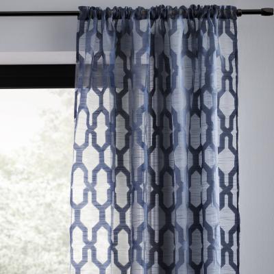 Dunelm Luxe Geo Navy Voile Navy (Blue)