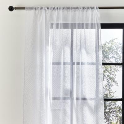 Dunelm Mandalay Print White Slot Top Single Voile White