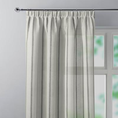 Dunelm Boucle Stripe Charcoal Tape Top Single Voile Panel Charcoal