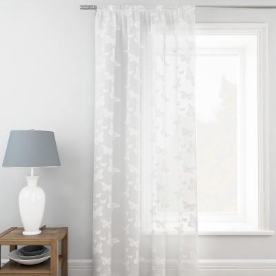 Dunelm Butterfly Print White Tape Top Single Voile Panel White