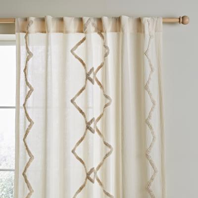 Dunelm Cotton Global Tufted Hidden Tab Top Voile Natural