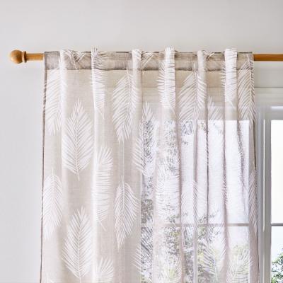 Dunelm Catherine Lansfield Palm Leaf Natural Slot Top Voile Panel Beige