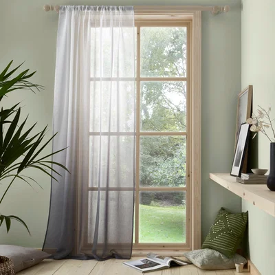 Dunelm Ombre Grey Slot Top Single Voile Panel Grey